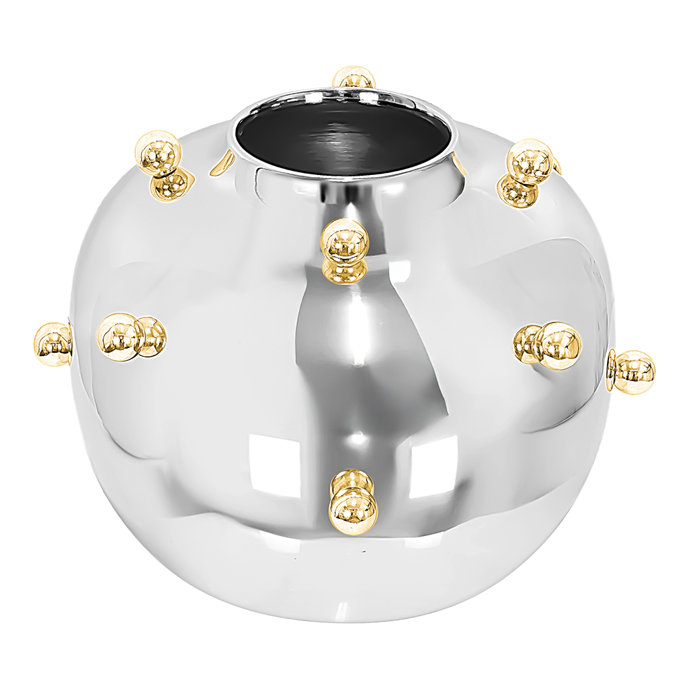 Stainless Steel Vase With Gold Balls Small