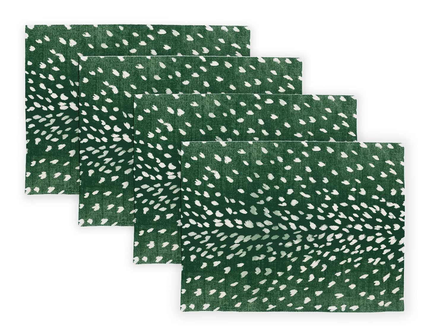 Hunter Green Antelope Linen Placemats - Set of 4