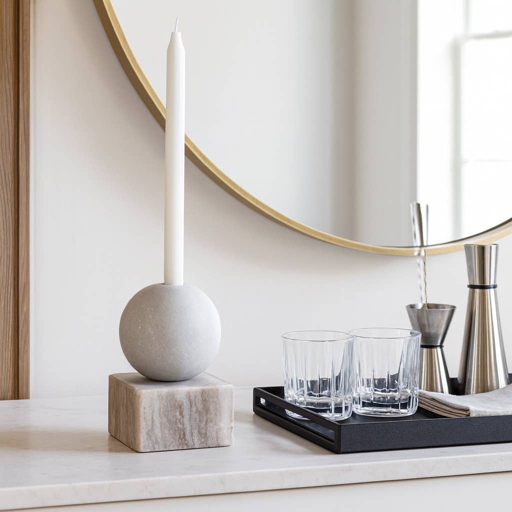 Marble Ball Taper Candle Holder