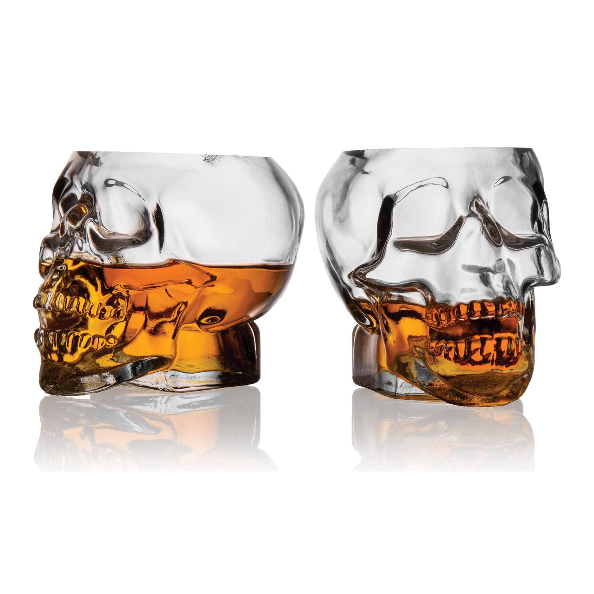 Grinning Skull Double Old Fashion Glass, Set of 2