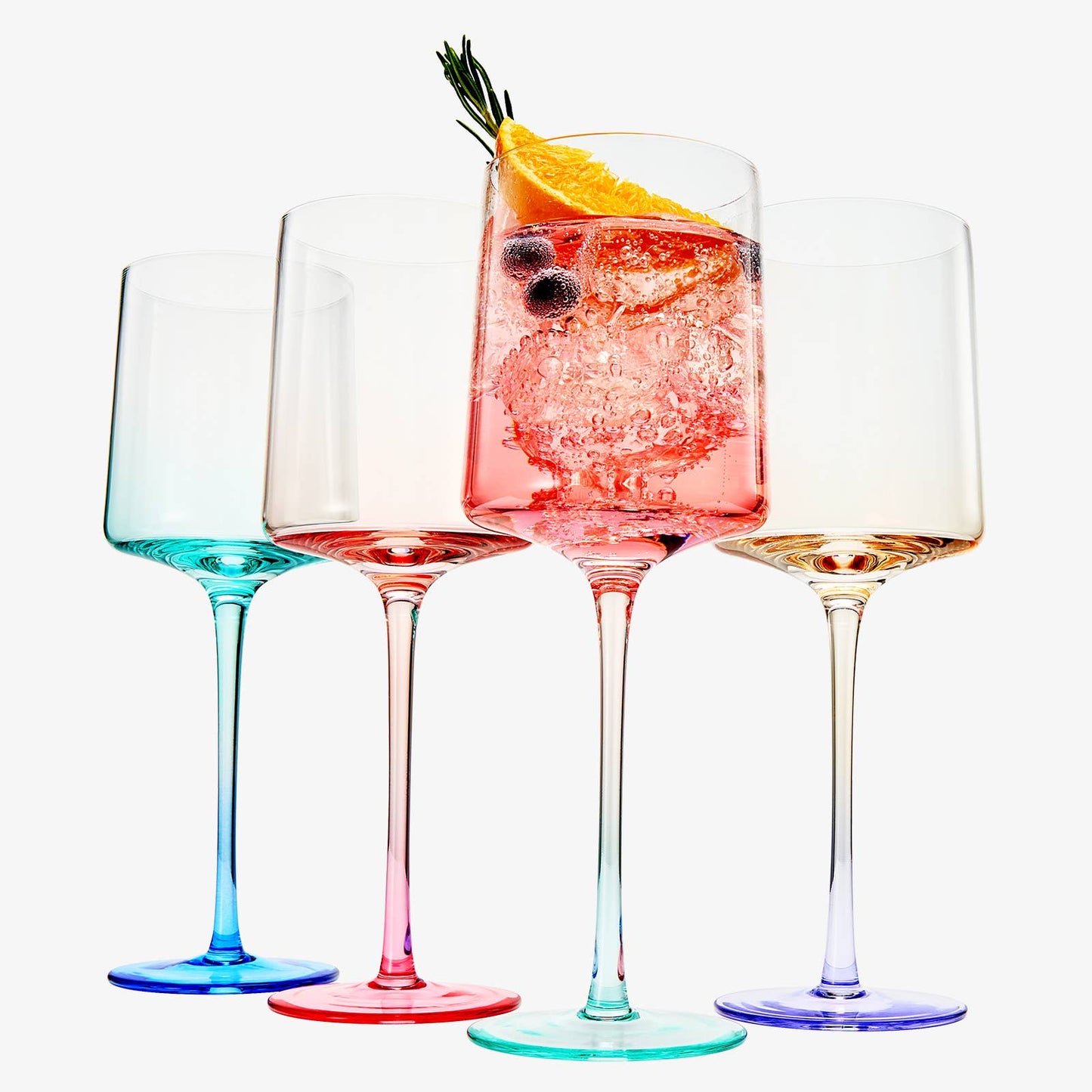 Handblown Colored Two-Toned Crystal Wine Glassware