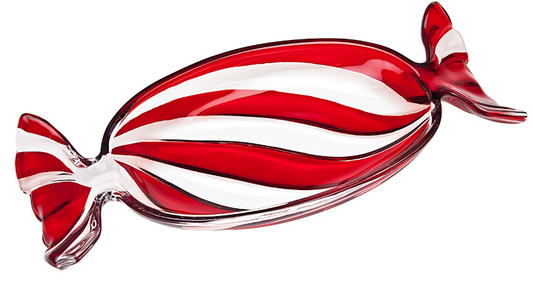 Peppermint Glass Tray Large - Holiday - Christmas - Seasonal