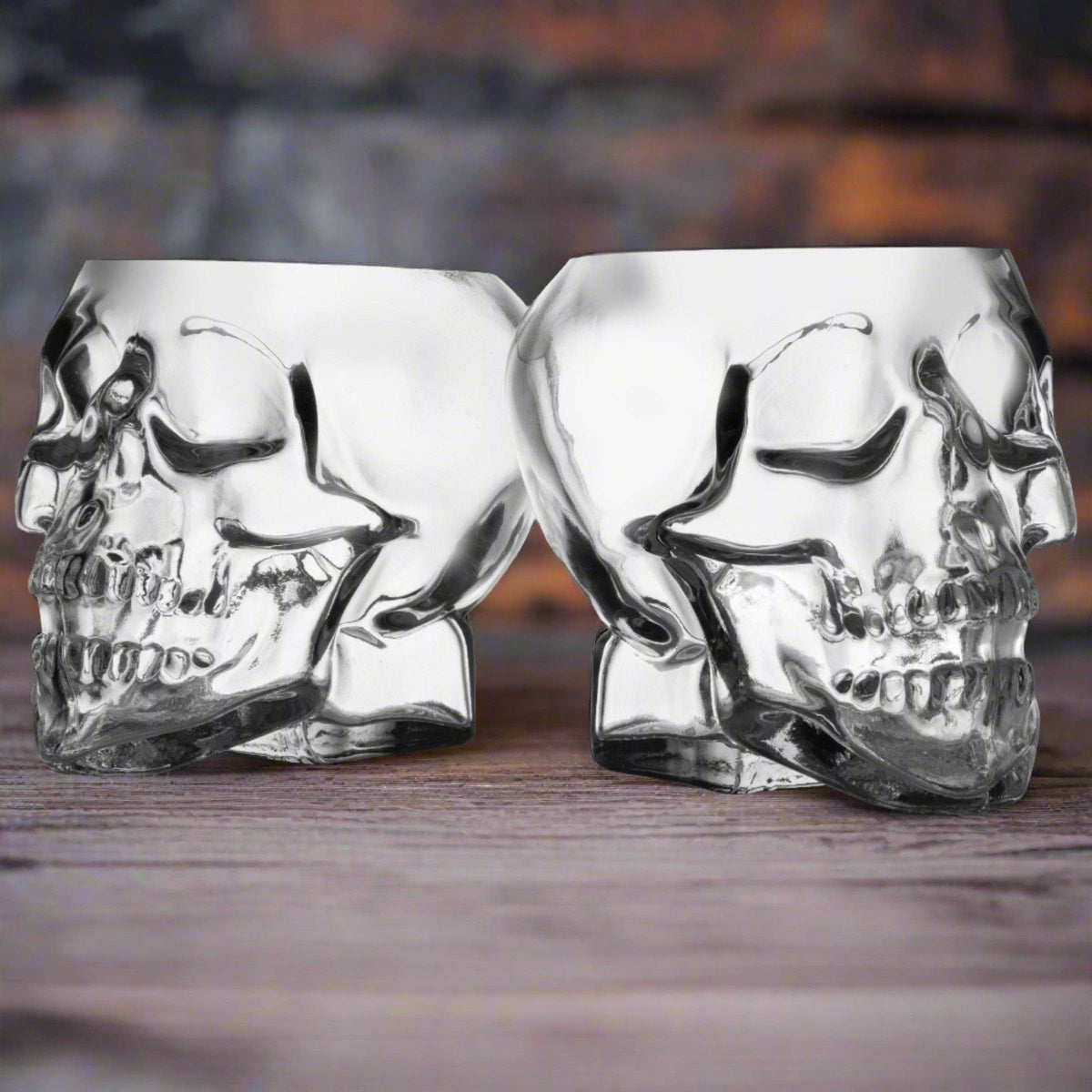 Grinning Skull Double Old Fashion Glass, Set of 2