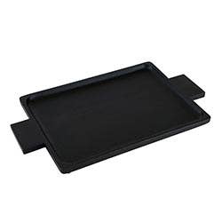 Black mango wood serving tray with handles, large 20 in L x 12 in W, versatile centerpiece for serving and display
