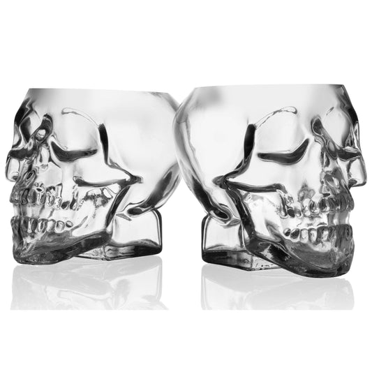 Grinning Skull Double Old Fashion Glass, Set of 2