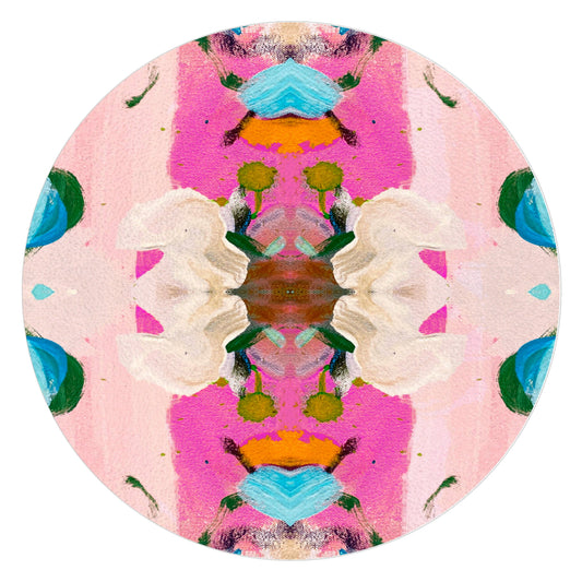 Monets Garden Pink Glass Cutting Board - Large Round