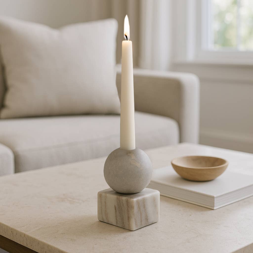 Marble Ball Taper Candle Holder