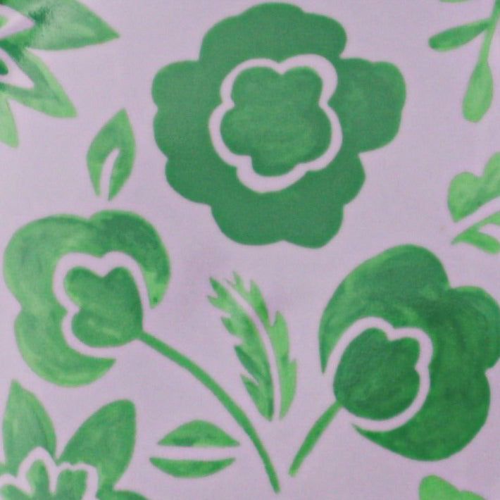 Bernadette Leaf Dinner Plate pattern: green botanical leaves on pink, set of 4 plus 1 bonus plate