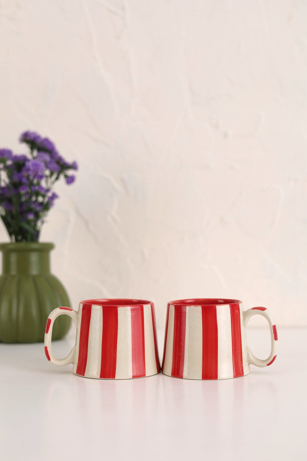 Ceramic Red Stripe Coffee cup- Set of Four