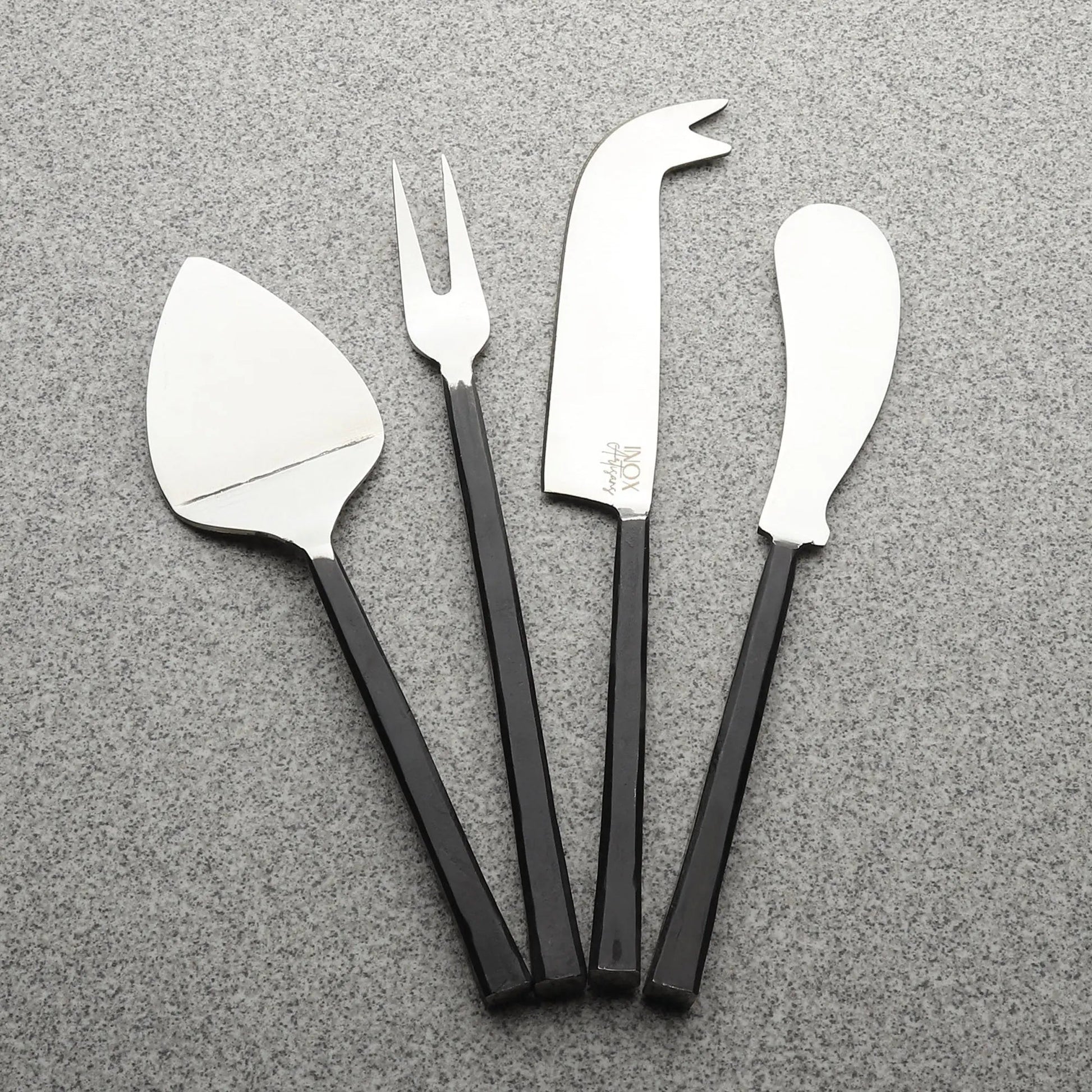 Jason Cheese Accessories 4 Pc Set: 18/8 stainless steel cheese tools for slicing, spreading, serving.
