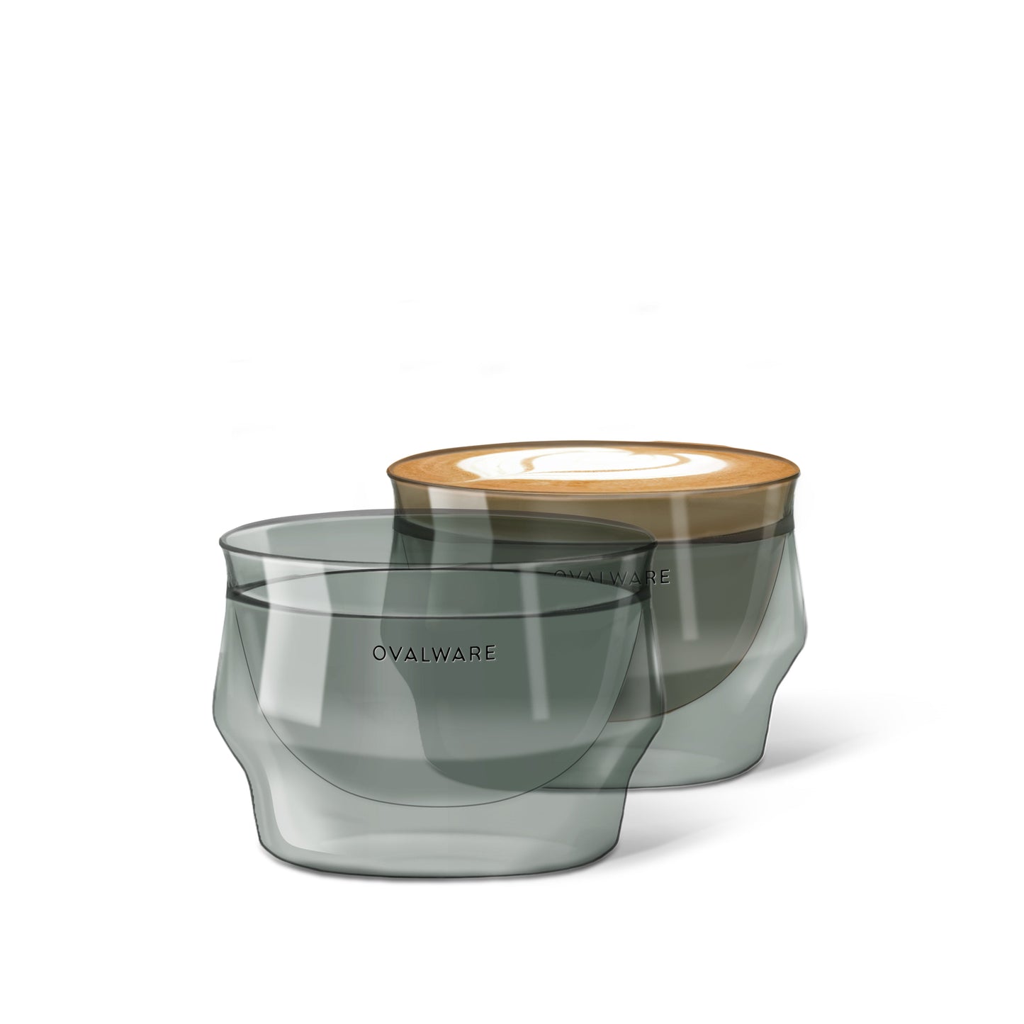 Latte Master Glass set of 2, 250ml/8.5oz each, smoky glass tumblers by Ovalware.