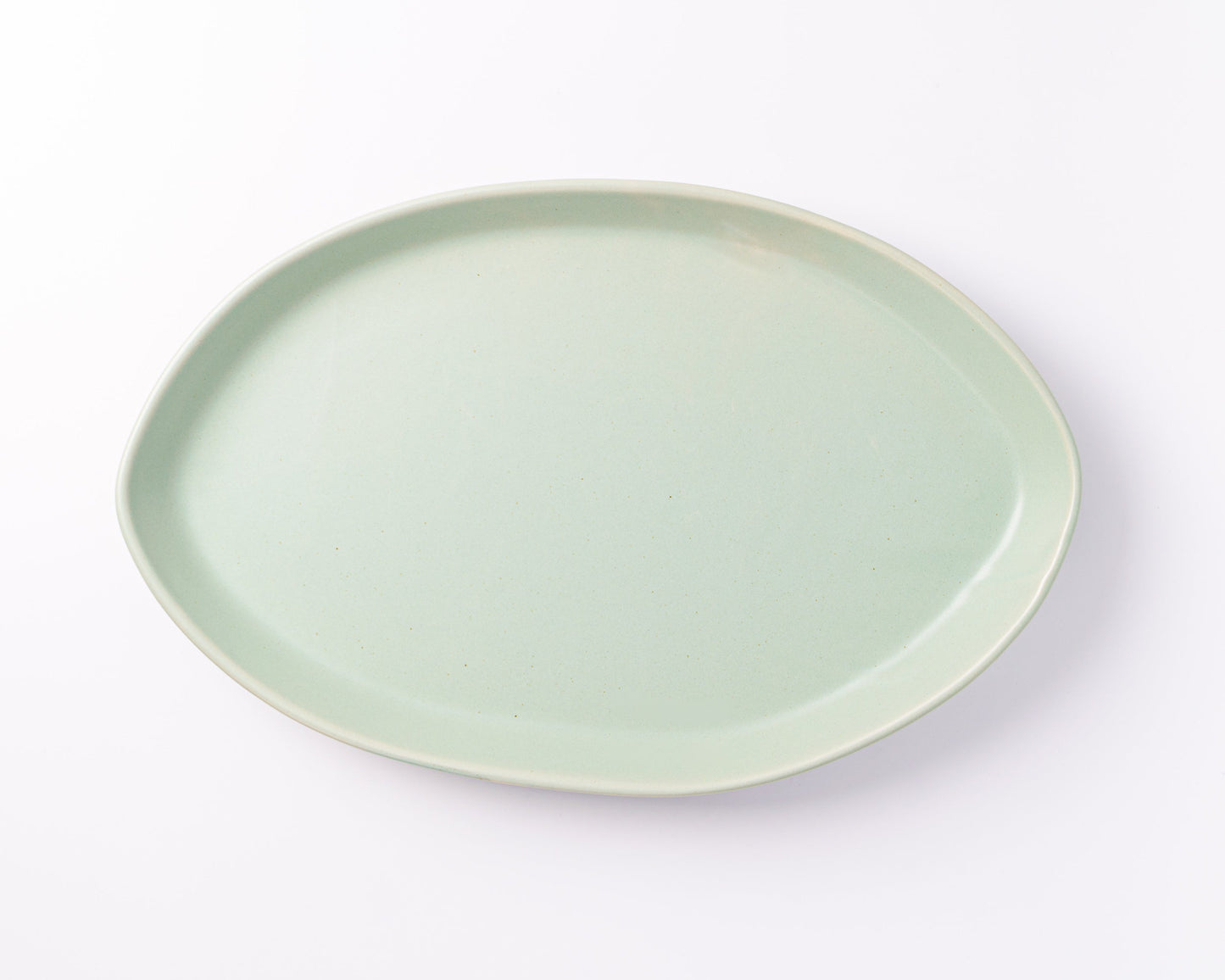 Mint green oval serving platter, part of a 3-piece set.
