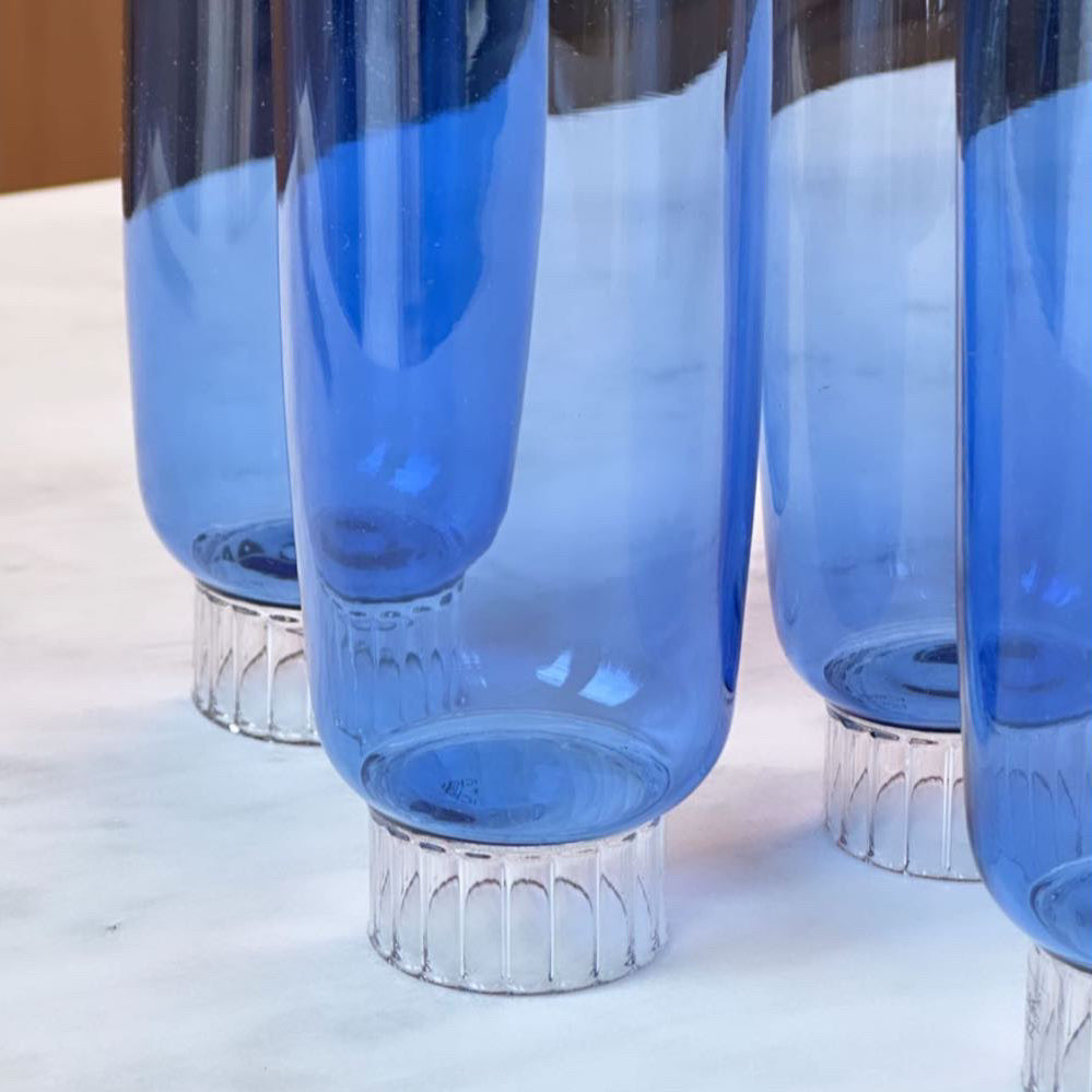 Elegant Colored Champagne Flutes Set of 4 – Blue, Pink & Clear