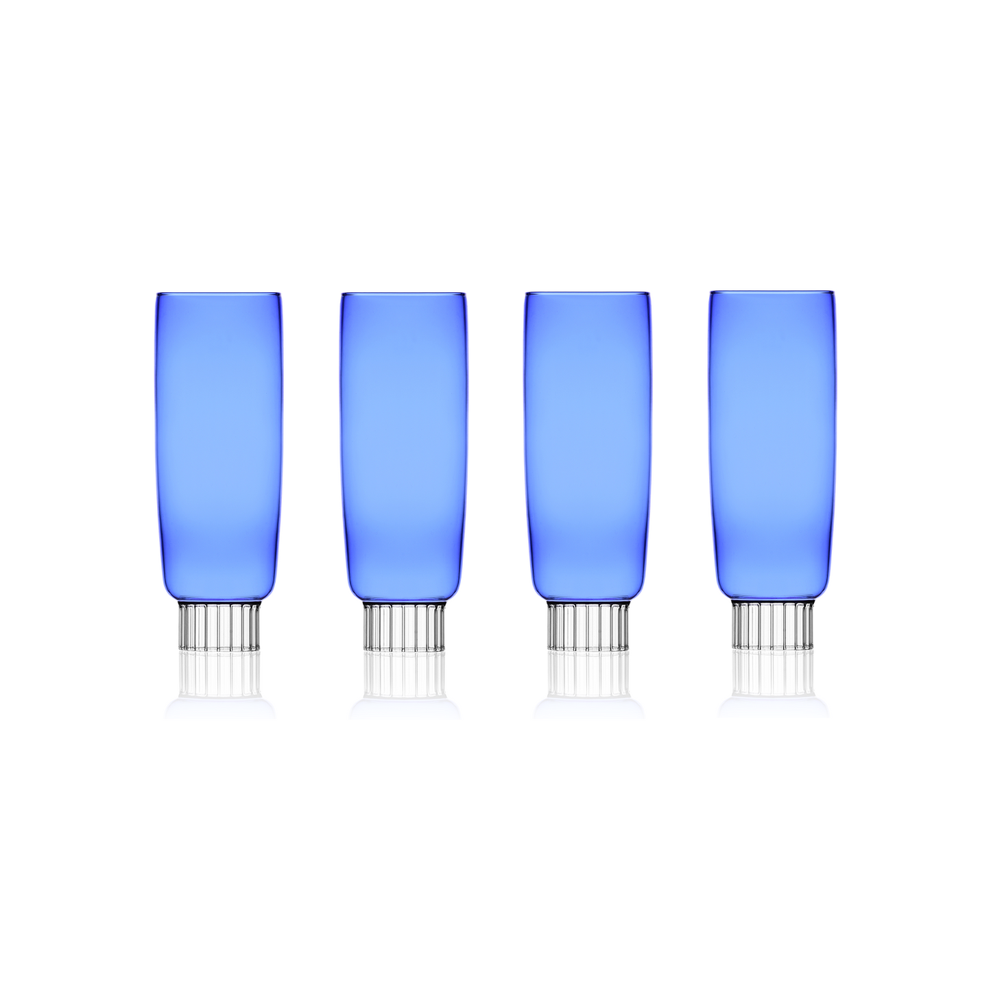 Elegant Colored Champagne Flutes Set of 4 – Blue, Pink & Clear