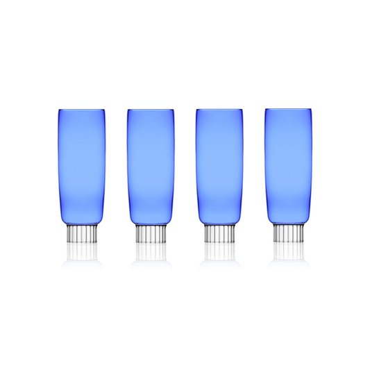 Elegant Colored Champagne Flutes Set of 4 – Blue, Pink & Clear