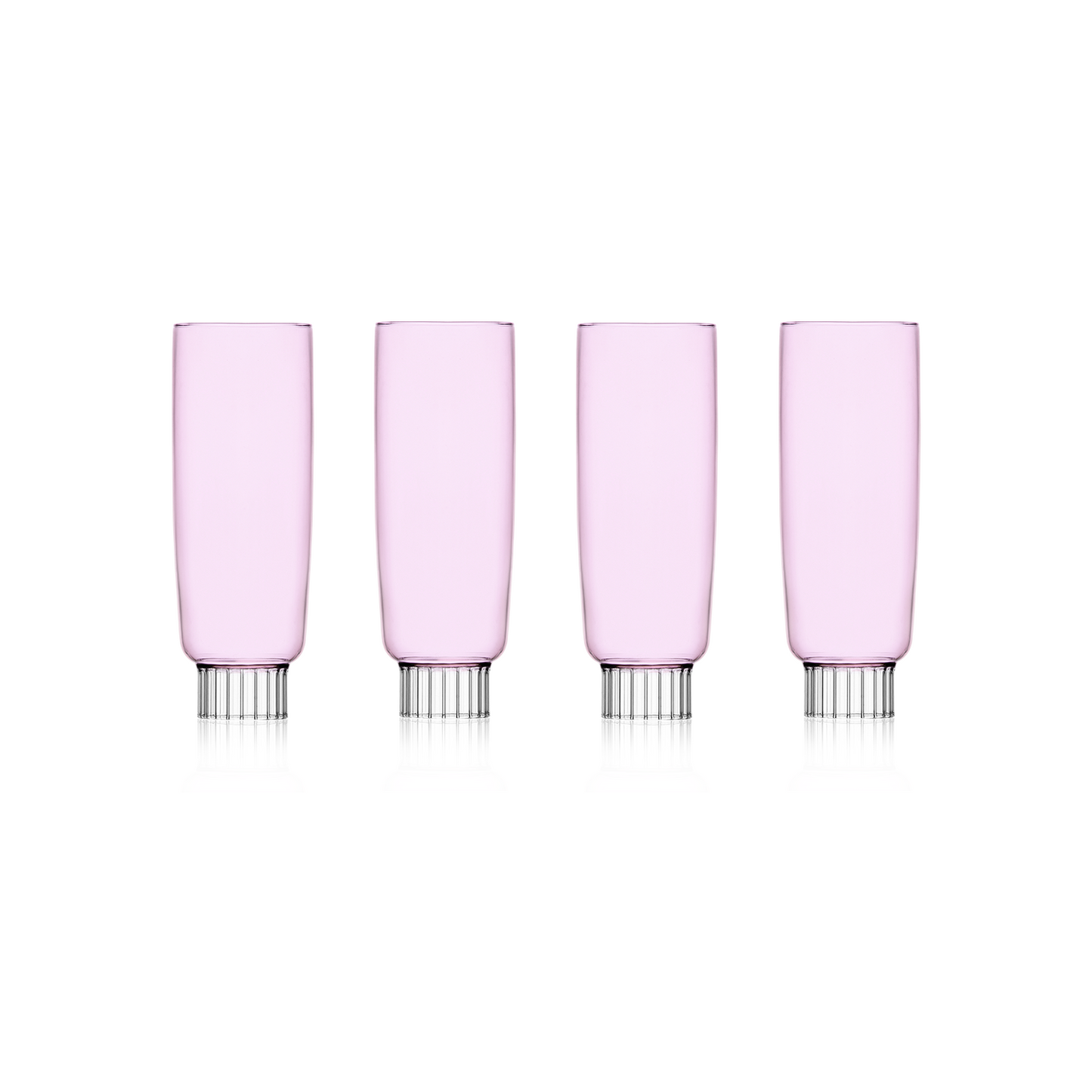 Elegant Colored Champagne Flutes Set of 4 – Blue, Pink & Clear