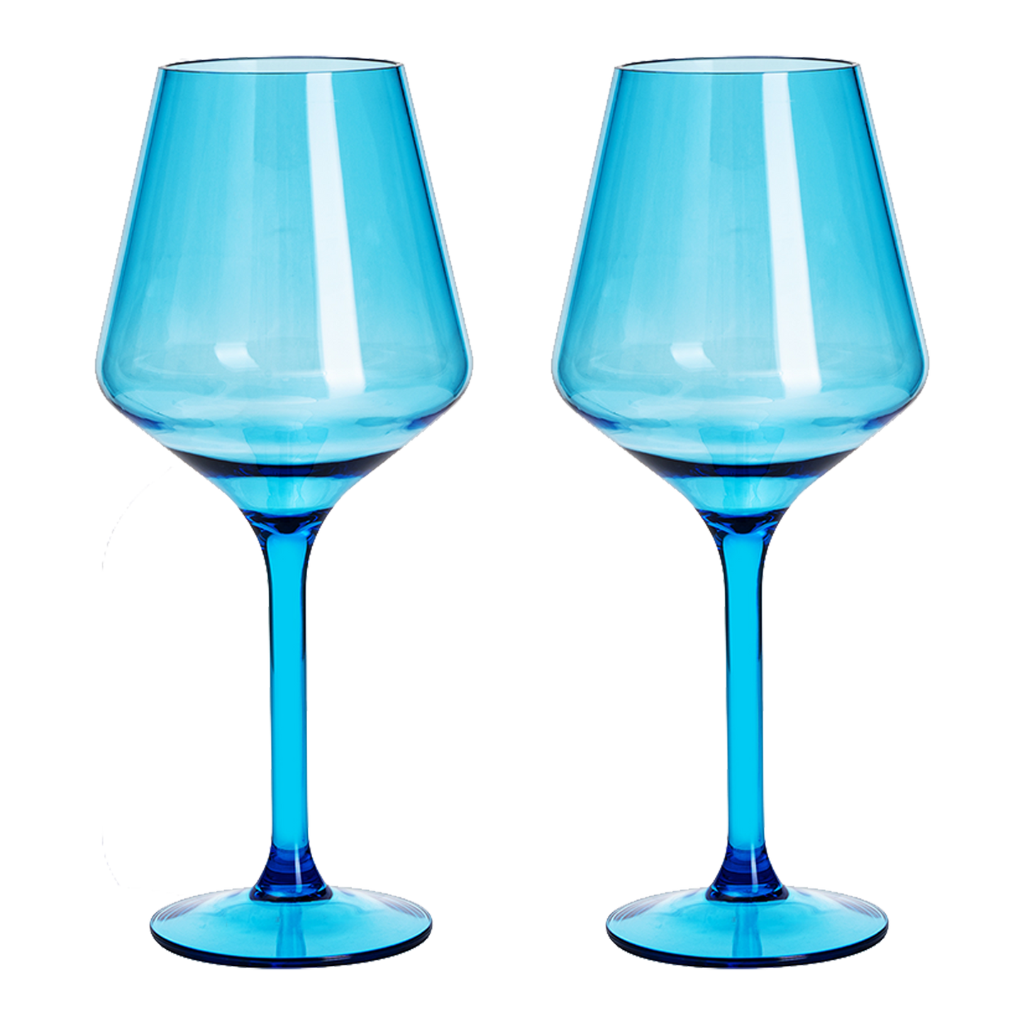 Set of 2 green floating pool wine glasses, 15 oz each, shatterproof Tritan plastic stemware.