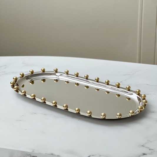 Stainless Steel Tray with Gold Balls