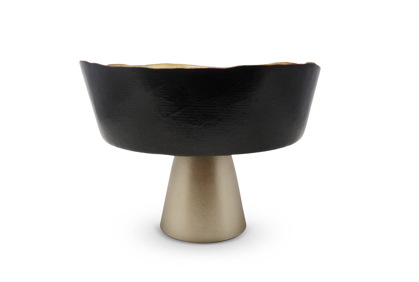 Organic Shaped Footed Bowl - Black with Gold